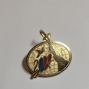 Vintage 24k gold plated prayer pin, the world globe, 2000, Pin, Tie tac